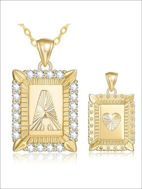 14K Gold Initial A Pendant Necklace Dainty Personalized Gift